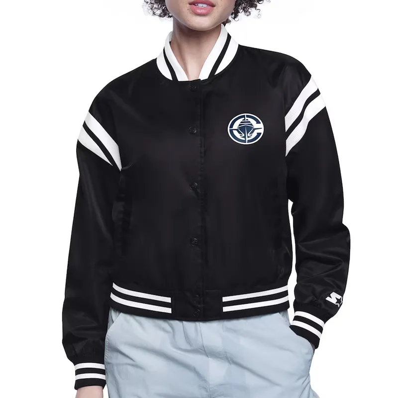 LA Clippers Printed Logo Varsity Satin Jacket LA Clippers Printed Logo Varsity Satin Jacket