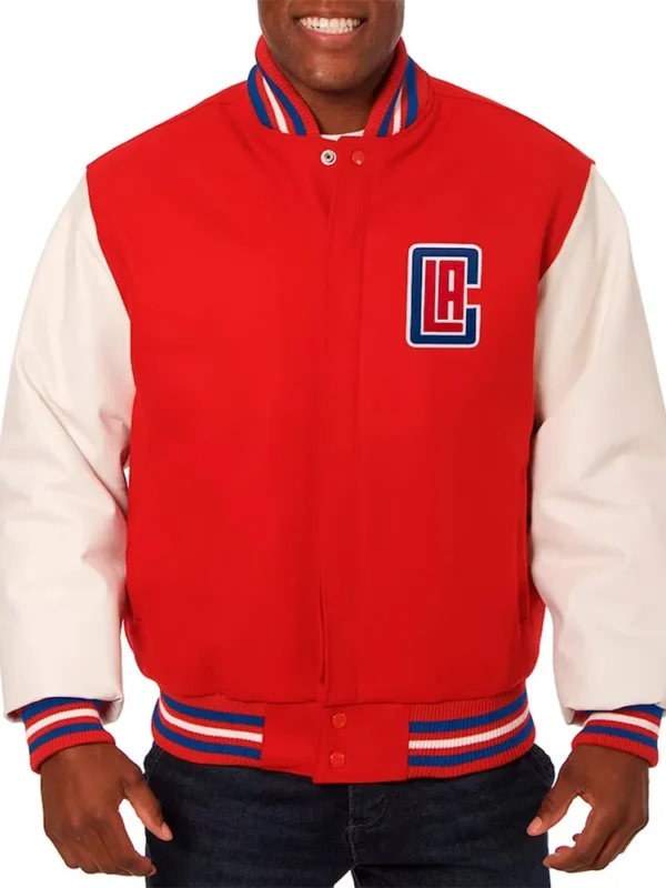 LA Clippers Red and White Varsity Jacket