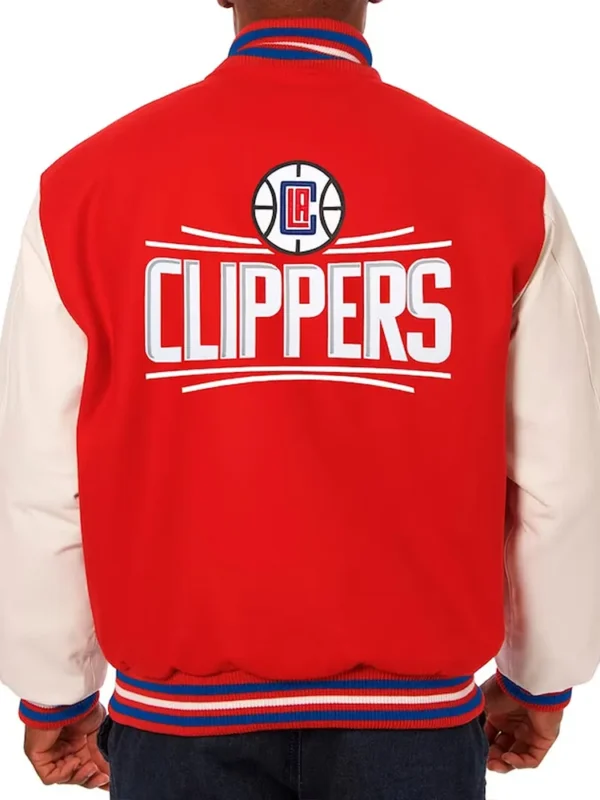 LA Clippers Red and White Varsity Jacket