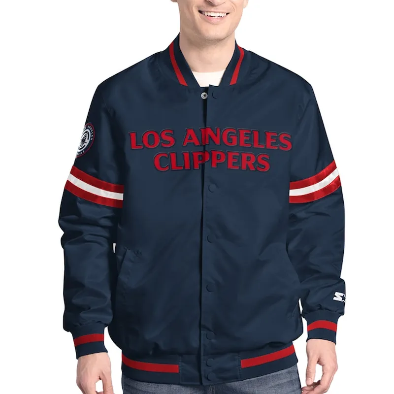 LA Clippers Scout Varsity Satin Jacket LA Clippers Scout Varsity Satin Jacket