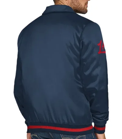 LA Clippers Stitch Applique Navy Satin Jacket