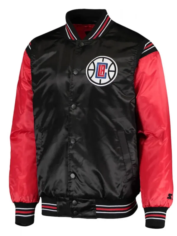 LA Clippers The Enforcer Satin Black and Red Jacket