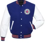 LA Clippers Varsity Basketball Blue and White Jacket