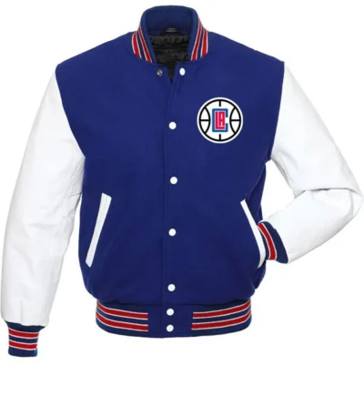 LA Clippers Varsity Basketball Blue and White Jacket
