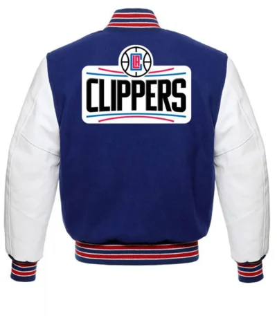 LA Clippers Varsity Basketball Blue and White Jacket