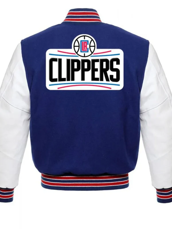 LA Clippers Varsity Basketball Blue and White Jacket