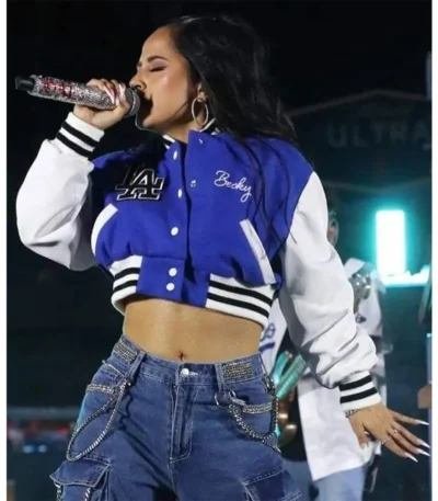 LA Cropped Becky G Letterman Jacket