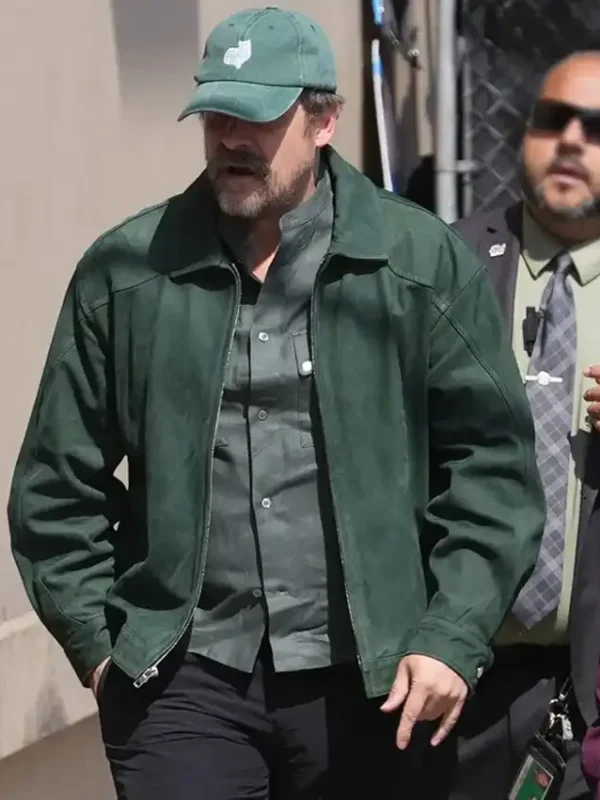 LA David Harbour Green Suede Jacket