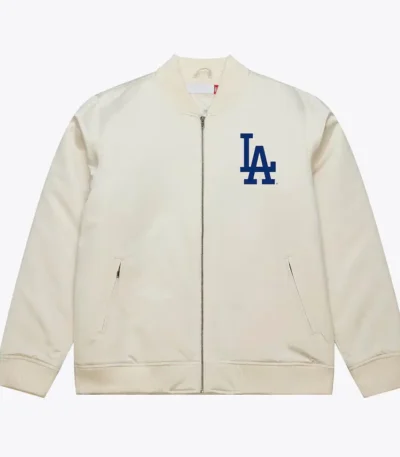 LA Dodgers 2024 World Series Champions Cream Bomber Jacket