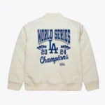 LA Dodgers 2024 World Series Champions Cream Bomber Jacket