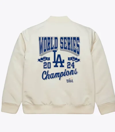 LA Dodgers 2024 World Series Champions Cream Bomber Jacket