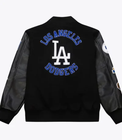 LA Dodgers Black Out Vintage Logo Varsity Jacket