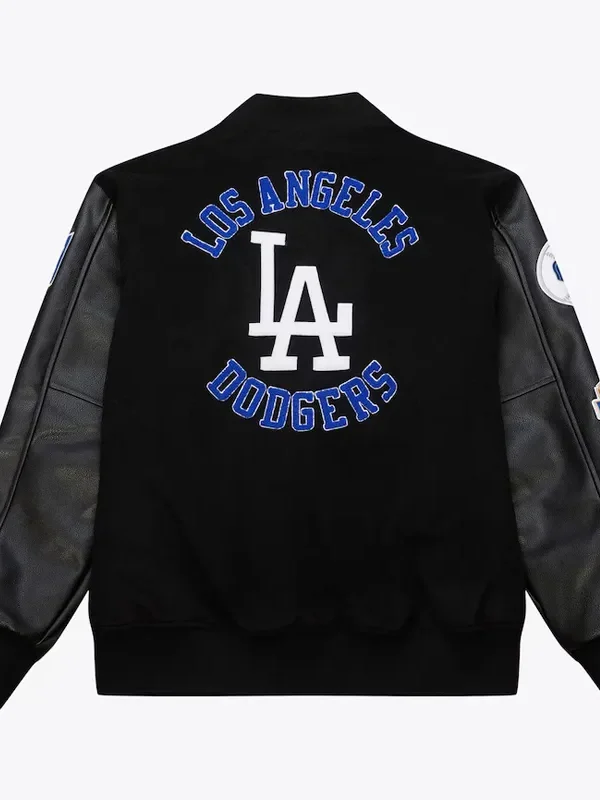 LA Dodgers Black Out Vintage Logo Varsity Jacket