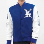 LA Dodgers Blended Blue and White Letterman Jacket
