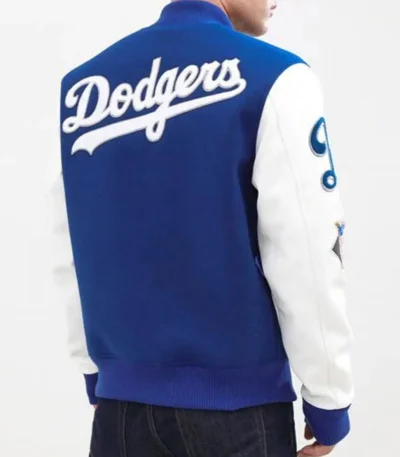 LA Dodgers Blended Blue and White Letterman Jacket