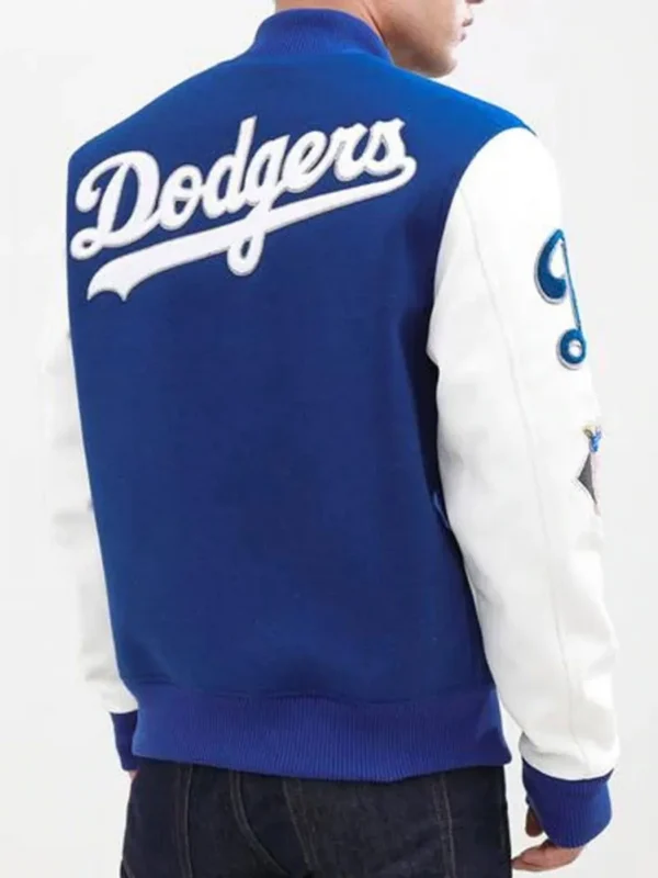 LA Dodgers Blended Blue and White Letterman Jacket