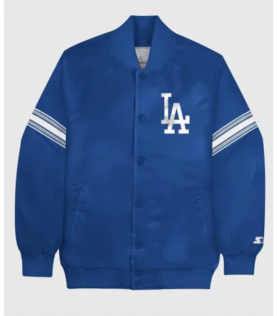 LA Dodgers Blue Full-Snap Varsity Satin Jacket