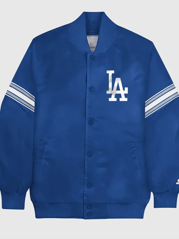 LA Dodgers Blue Full-Snap Varsity Satin Jacket