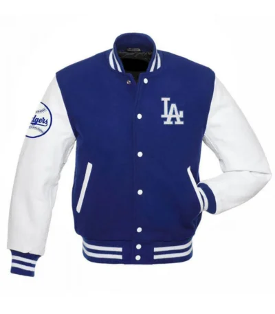 LA Dodgers Blue and White Varsity Jacket
