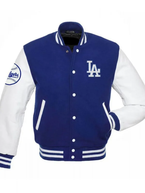 LA Dodgers Blue and White Varsity Jacket