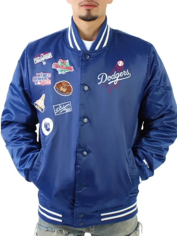 LA Dodgers Champions Black/Blue Satin Jacket