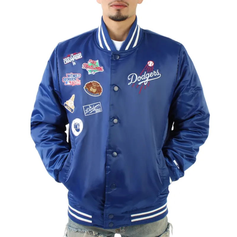LA Dodgers Champions Black/Blue Satin Jacket LA Dodgers Champions Black/Blue Satin Jacket