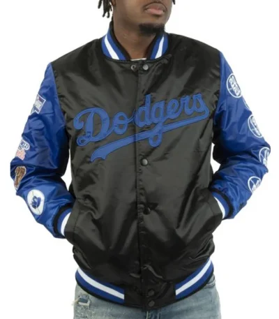 LA Dodgers Champs Patches Satin Jacket