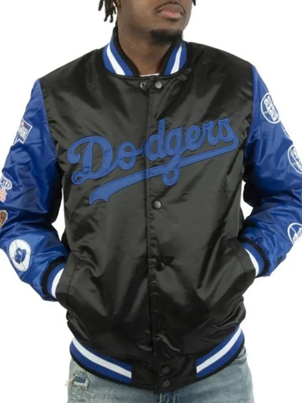LA Dodgers Champs Patches Satin Jacket