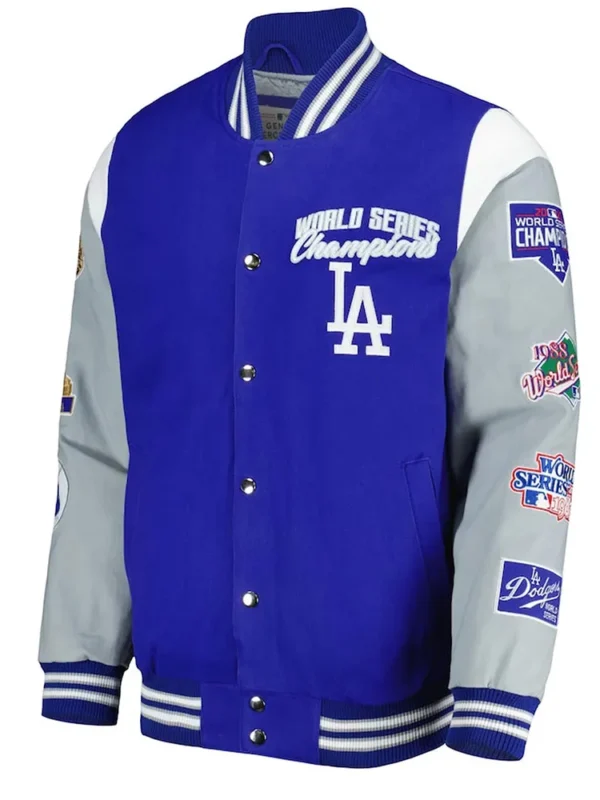 LA Dodgers Franchise Gray and Royal Blue Varsity Jacket