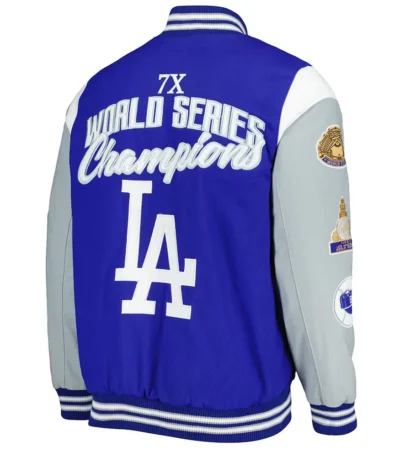 LA Dodgers Franchise Gray and Royal Blue Varsity Jacket
