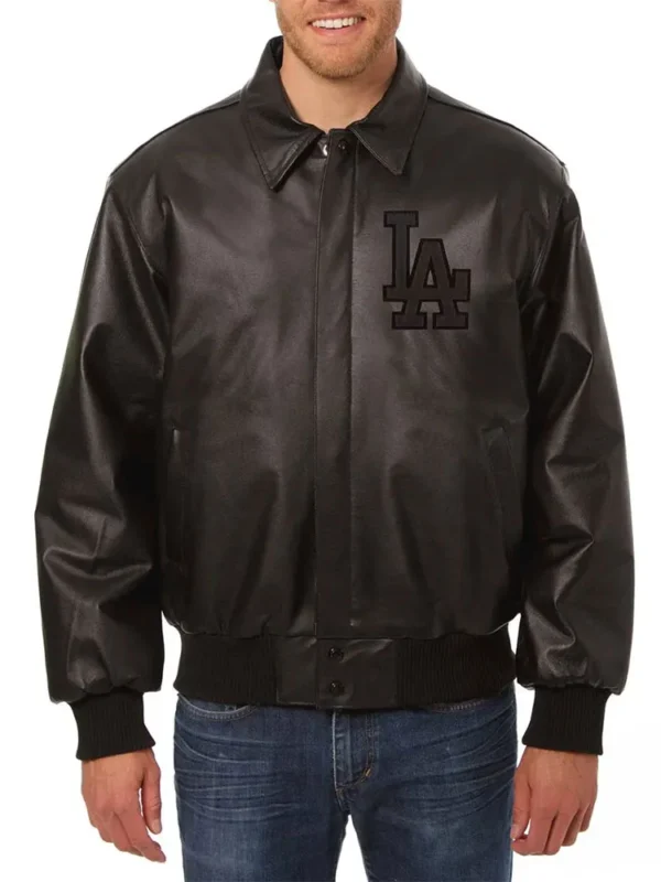 LA Dodgers Full Black Leather Jacket