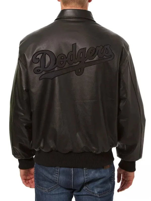 LA Dodgers Full Black Leather Jacket