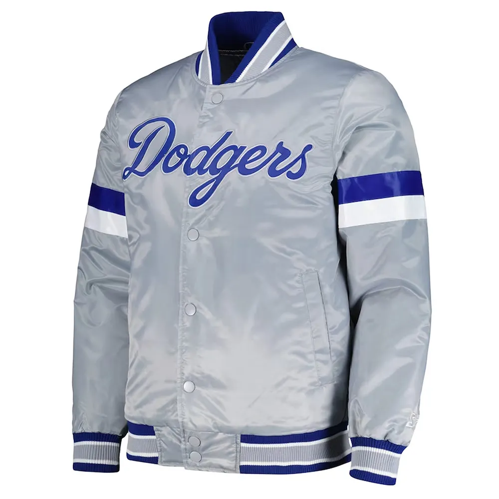 LA Dodgers Home Game Gray Satin Jacket LA Dodgers Home Game Gray Satin Jacket