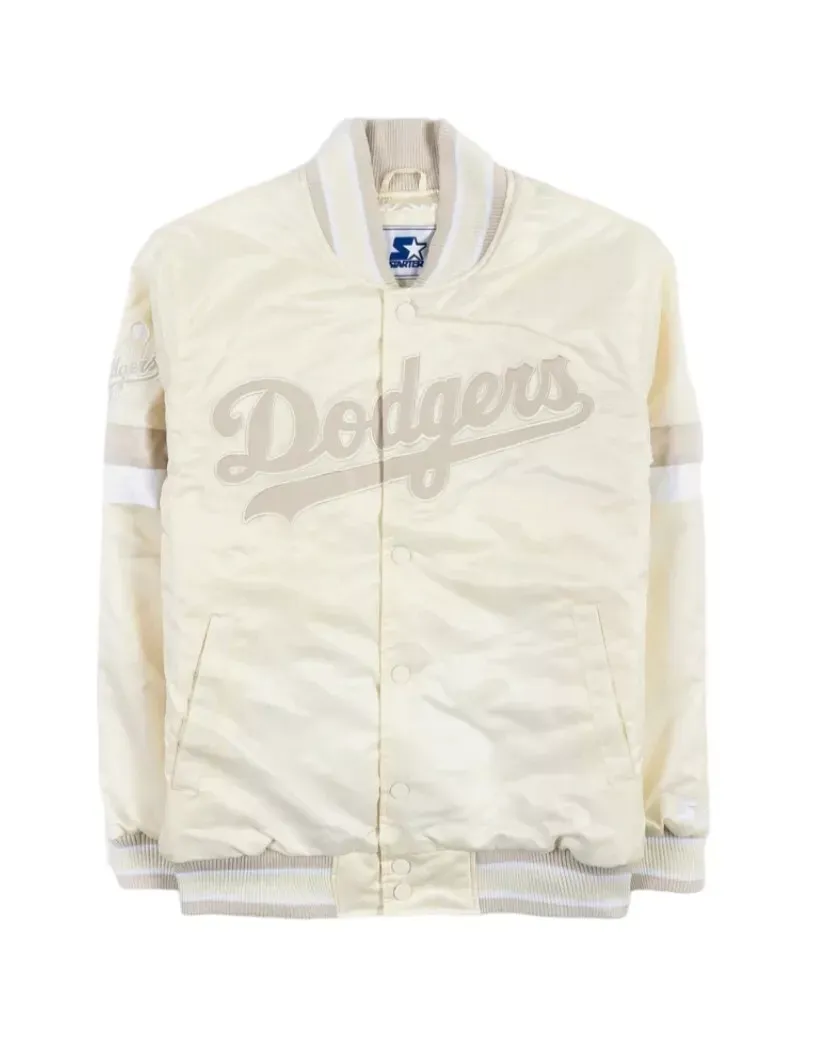 LA Dodgers Home Game Pearl Varsity Satin Jacket LA Dodgers Home Game Pearl Varsity Satin Jacket