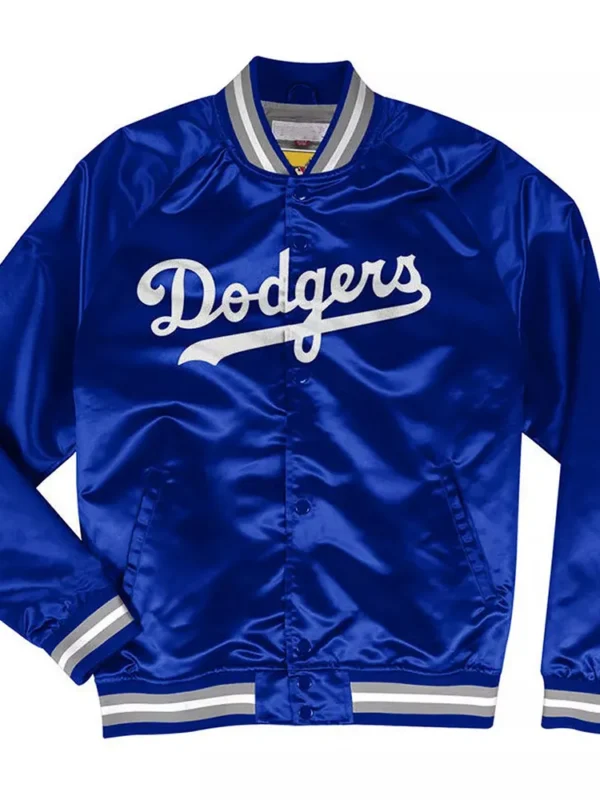 LA Dodgers Lightweight Blue and Black Satin Jacket
