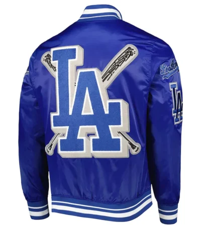 LA Dodgers Mash Up Royal Blue and Black Satin Jacket