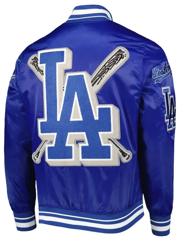 LA Dodgers Mash Up Royal Blue and Black Satin Jacket