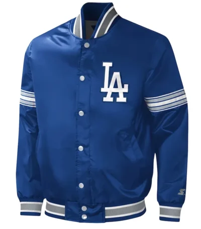 LA Dodgers Midfield Royal Varsity Satin Jacket