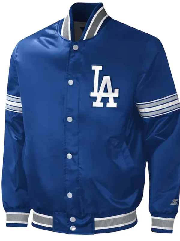 LA Dodgers Midfield Royal Varsity Satin Jacket
