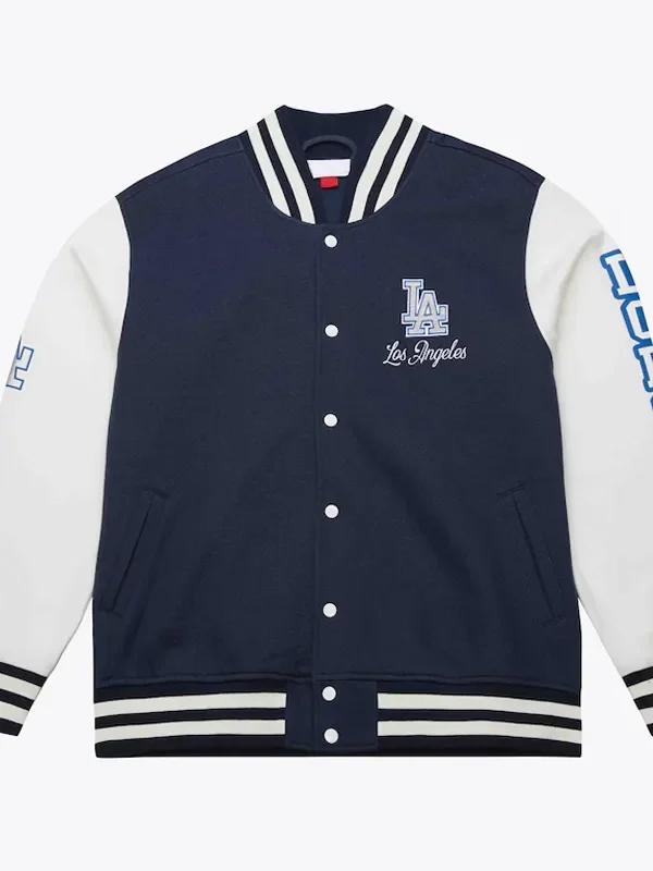 LA Dodgers Navy and White Fleece Varsity Jacket