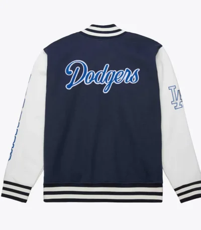 LA Dodgers Navy and White Fleece Varsity Jacket