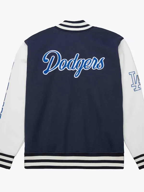 LA Dodgers Navy and White Fleece Varsity Jacket