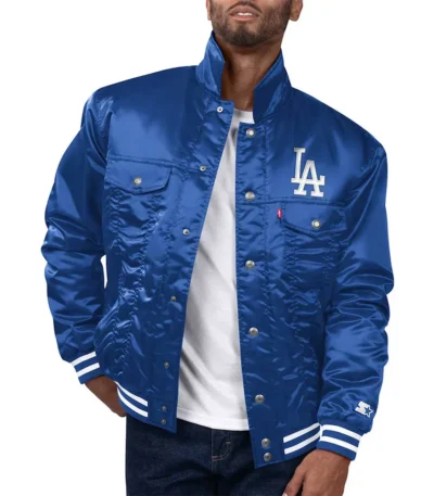 LA Dodgers Royal Silver Tab Trucker Jacket