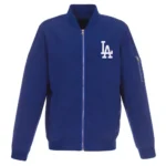 LA Dodgers Royal and Grey Nylon Bomber Jacket