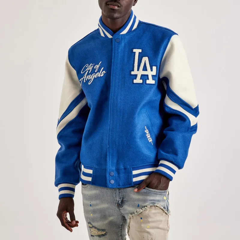 LA Dodgers Royal and Off White Varsity Wool Jacket LA Dodgers Royal and Off White Varsity Wool Jacket