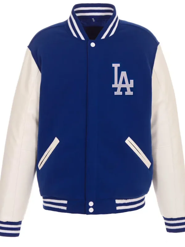 LA Dodgers Royal and White Varsity Wool/Leather Jacket