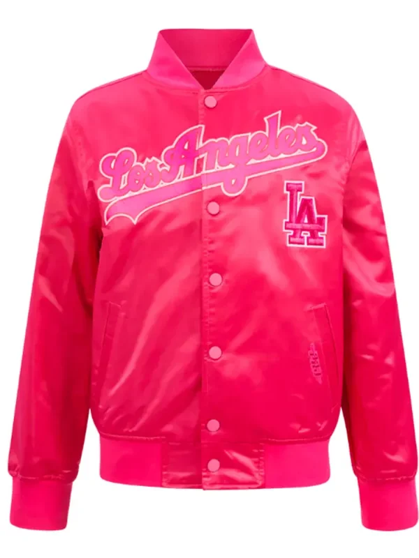LA Dodgers Triple Pink Satin Jacket
