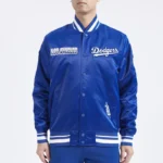 LA Dodgers Turn It Up M Classic Rib Royal Satin Jacket