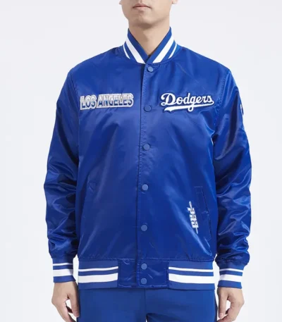 LA Dodgers Turn It Up M Classic Rib Royal Satin Jacket