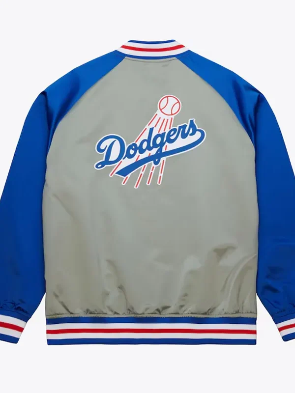 LA Dodgers Vintage Logo Double Clutch Lightweight Gray Satin Jacket